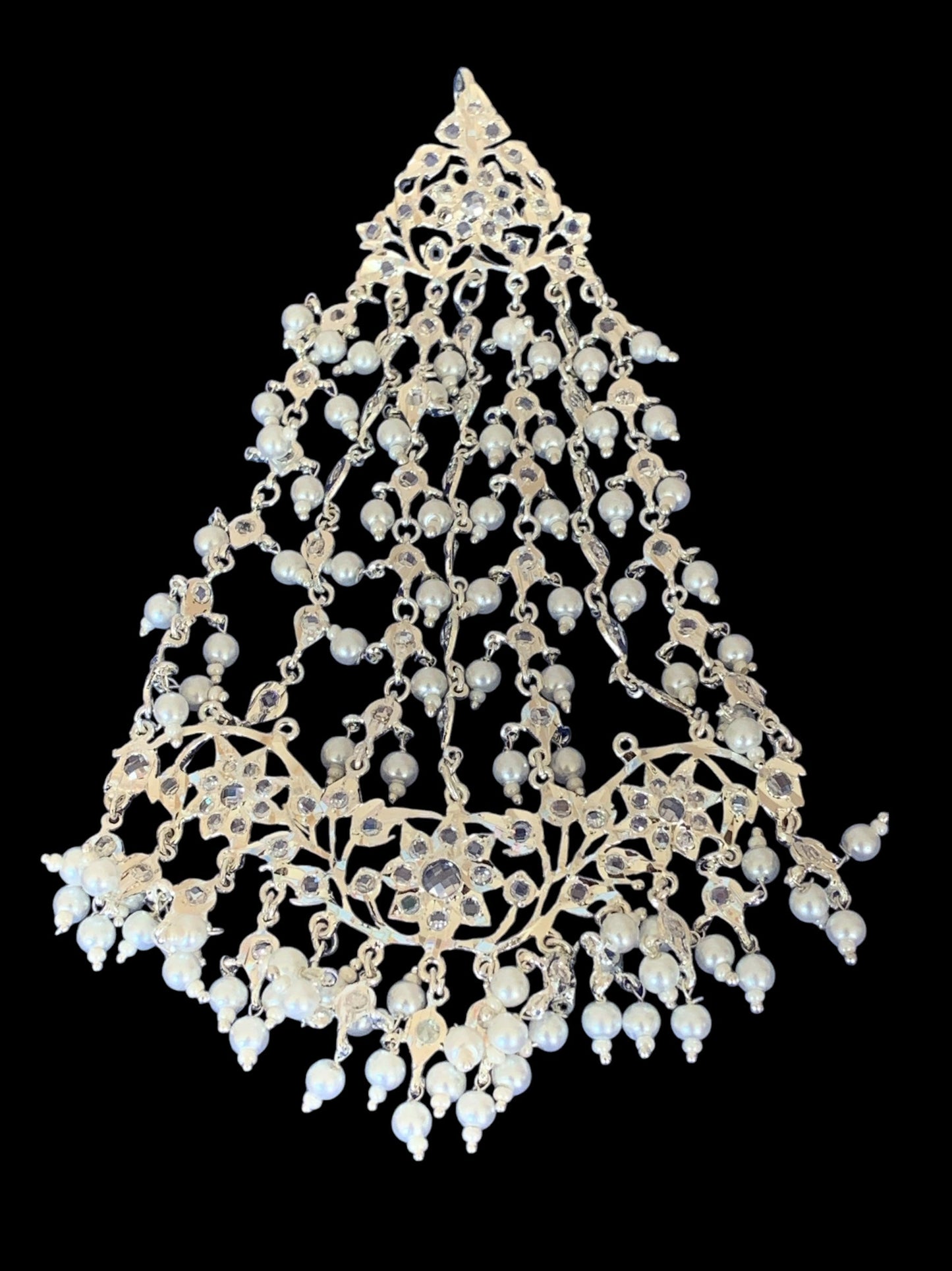 JTK13 Hira jhoomar tika in silver plating ( READY TO SHIP )