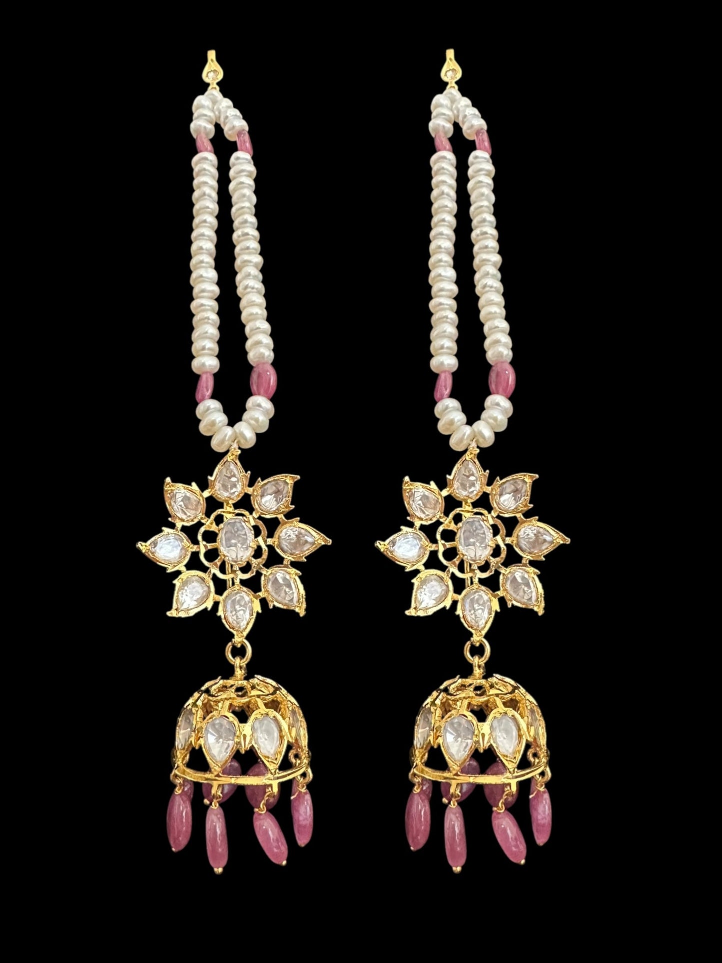 BR310 Bridal jadavi lacha , satlada  in moissanite and emeralds ( SHIPS IN 5 WEEKS )