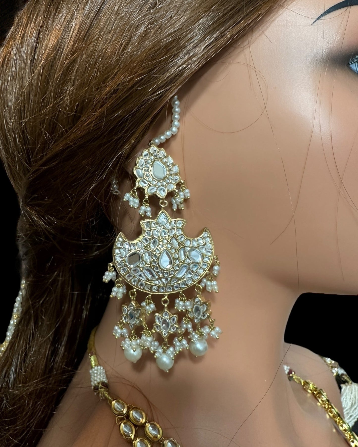 DER781  Manara kundan earrings ( SHIPS IN 4 WEEKS )