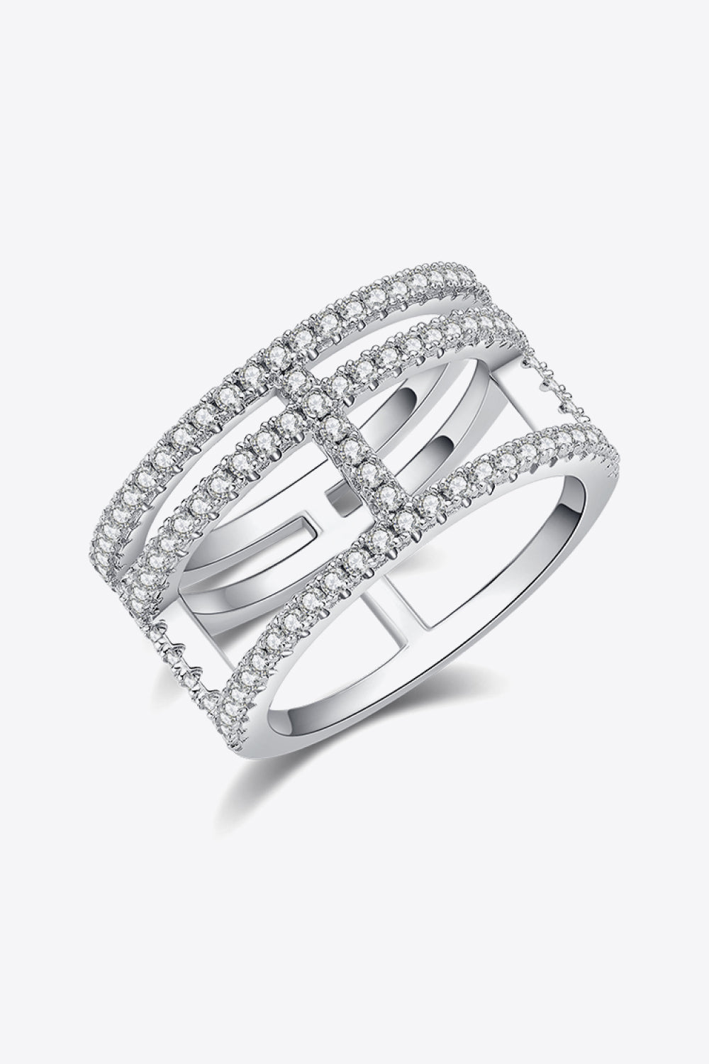Adored Sparkala™ Cutout Wide Ring (Platinum Over Pure Sterling Silver)