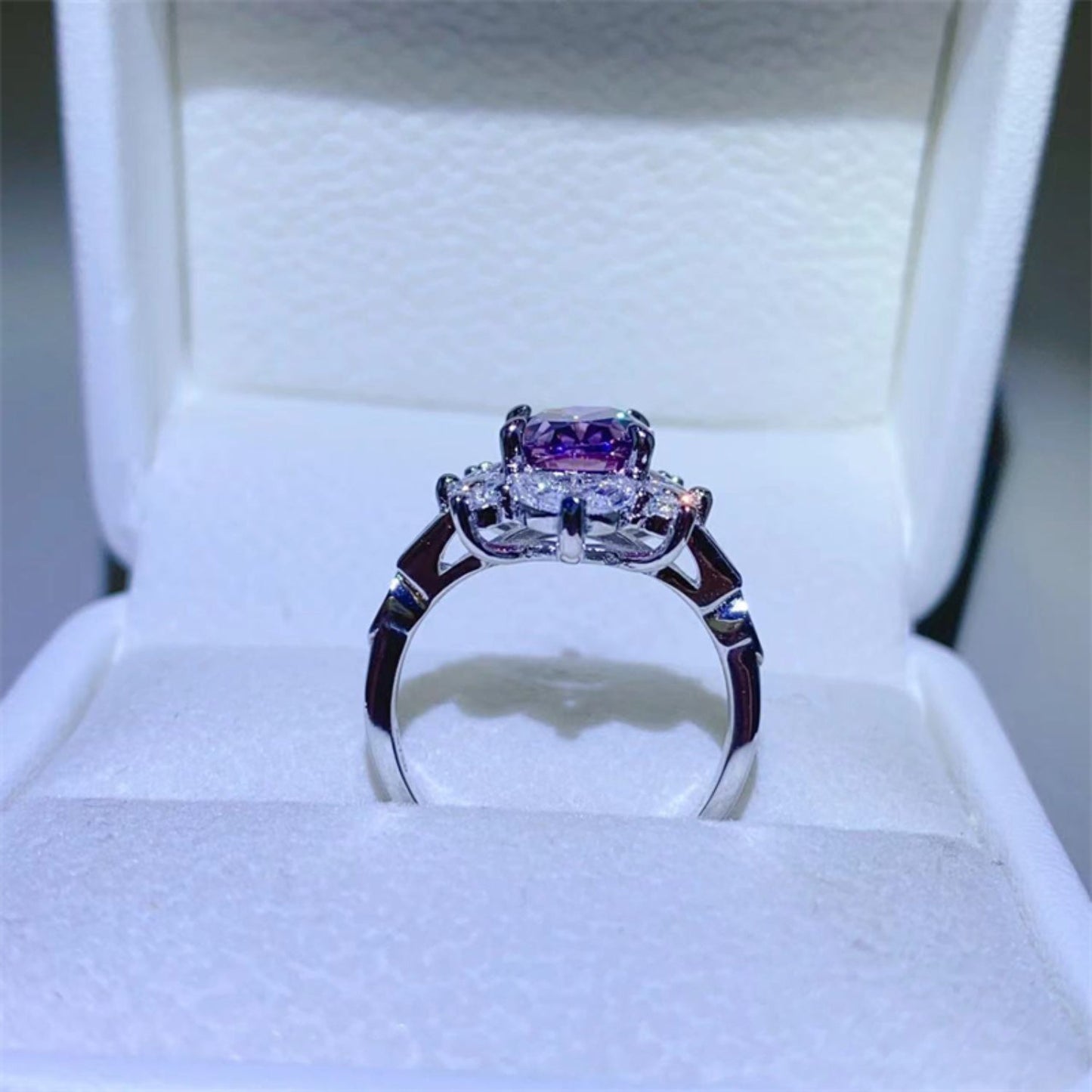 2 Carat Purple Oval-Cut Sparkala™ Pure Sterling Silver Ring