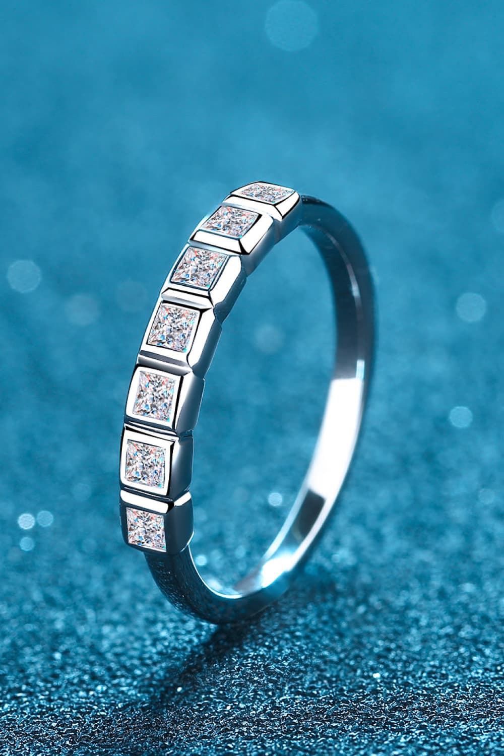 Sparkala™ Rhodium-Plated Half-Eternity 7 Stone Ring