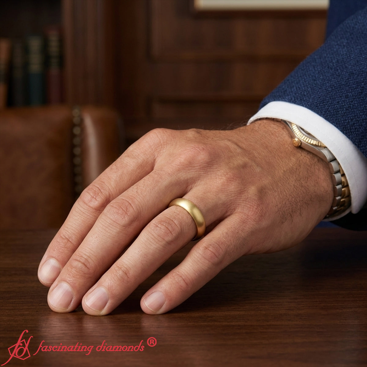 Low Dome 6mm Men Wedding Band