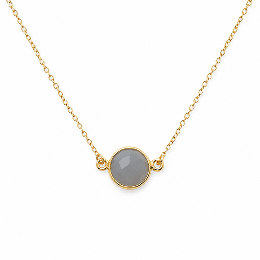 Gray Chalcedony Gold Filled Necklace