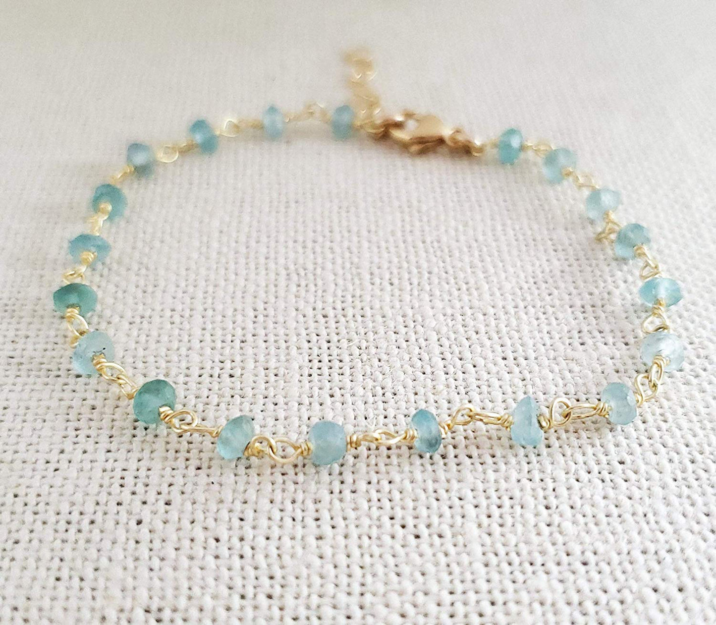 Blue Apatite Gemstone 14k Gold Filled Bracelet