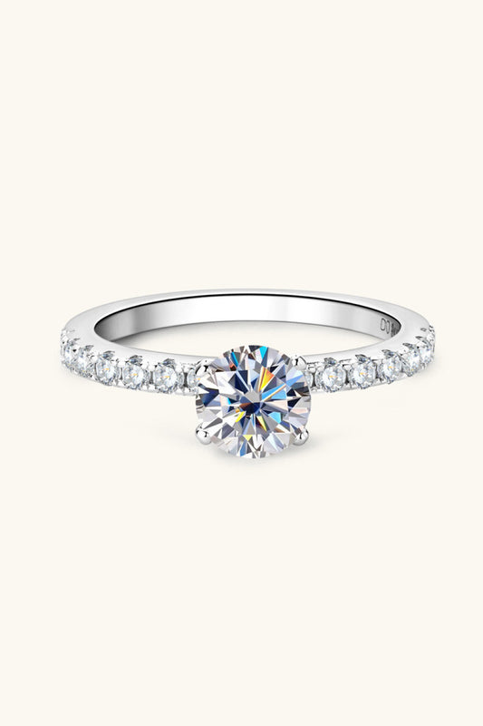 Brilliant Round Cut Sparkala™ Platinum-Plated Side Stone Ring