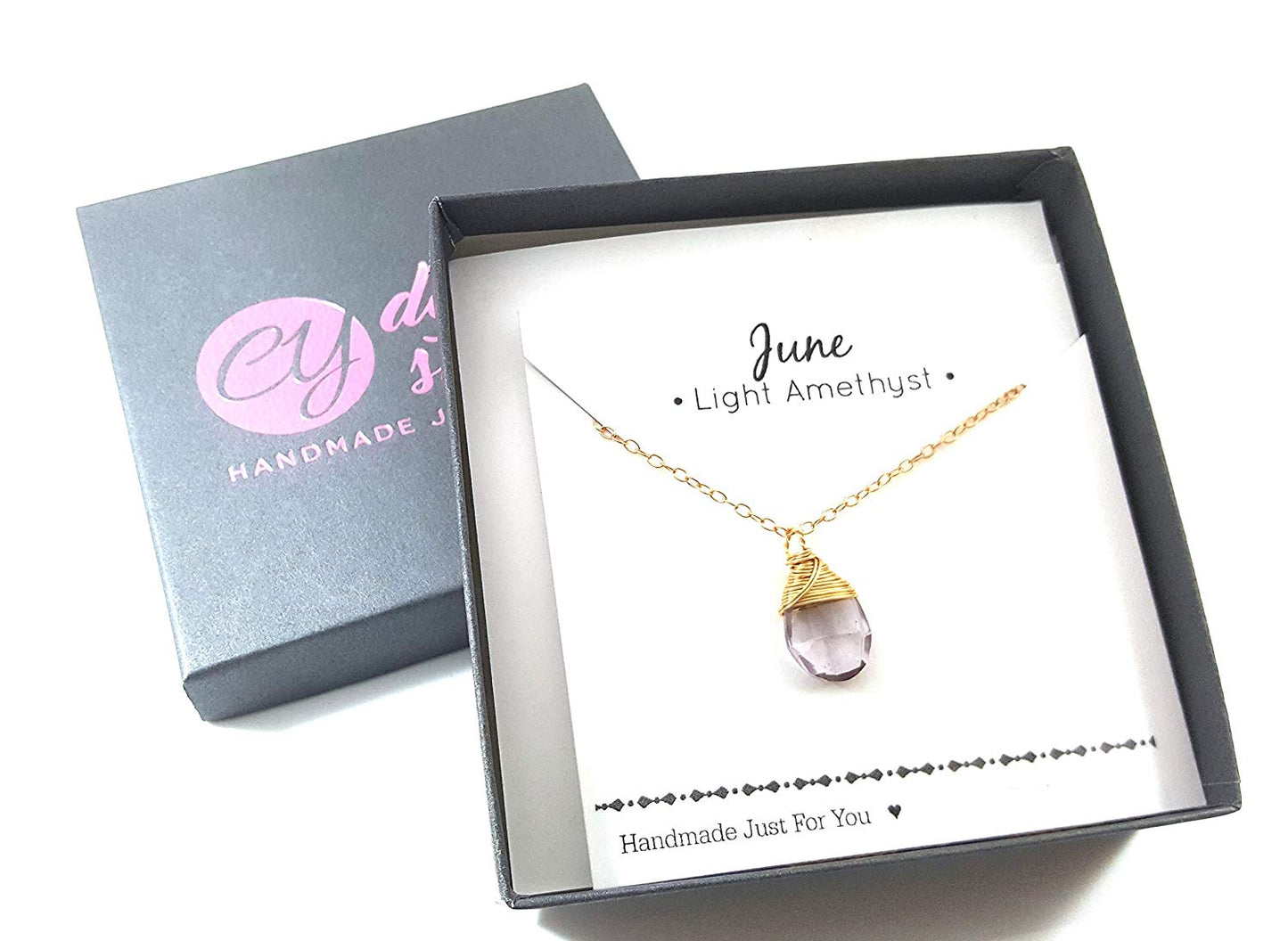 Classic Wire Wrapped Birthstone Briolette Necklace - Dainty Drop Necklace - Gold Necklace - Gemstone Briolette Necklace - Gift for Her