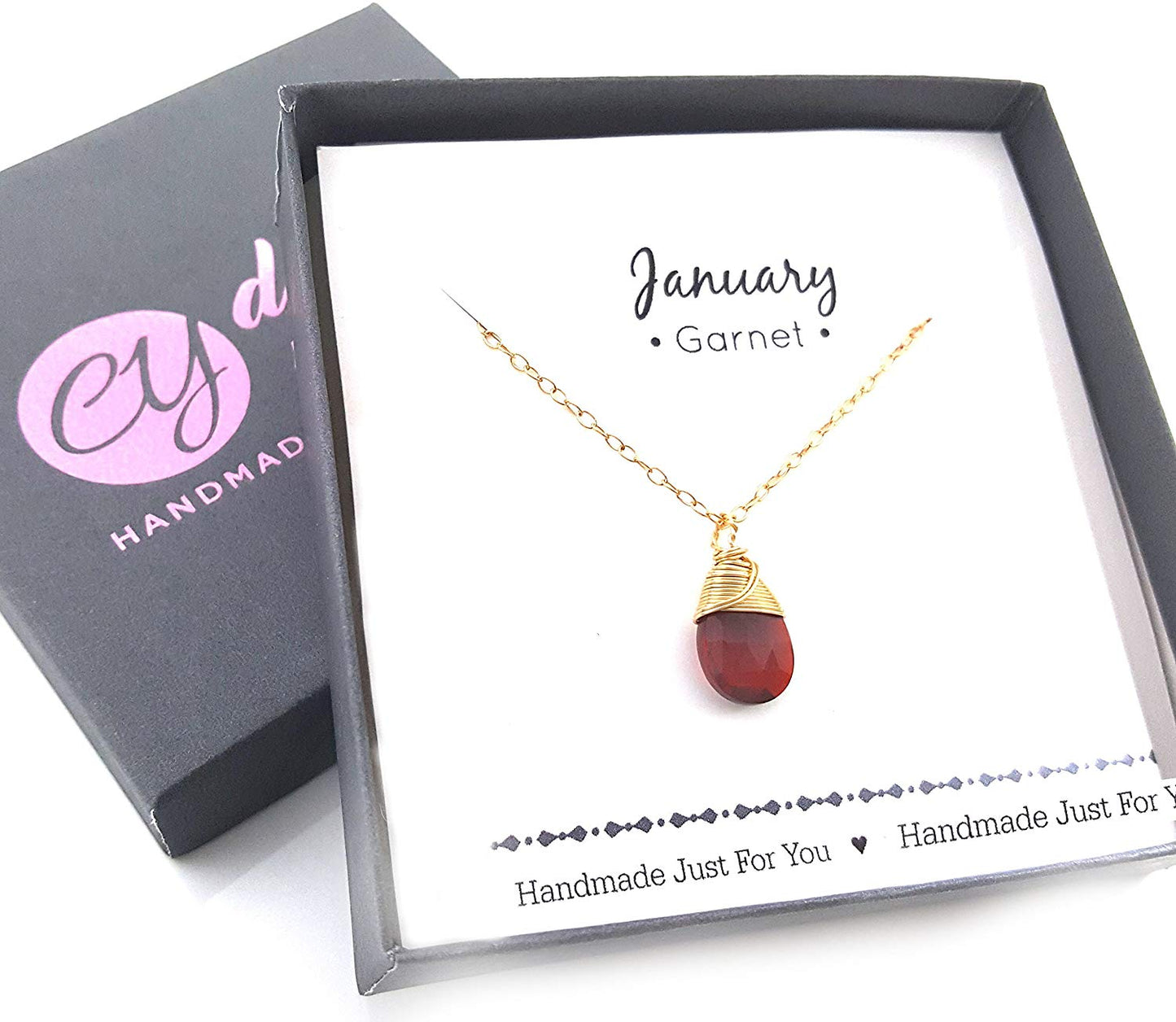 Classic Wire Wrapped Birthstone Briolette Necklace - Dainty Drop Necklace - Gold Necklace - Gemstone Briolette Necklace - Gift for Her