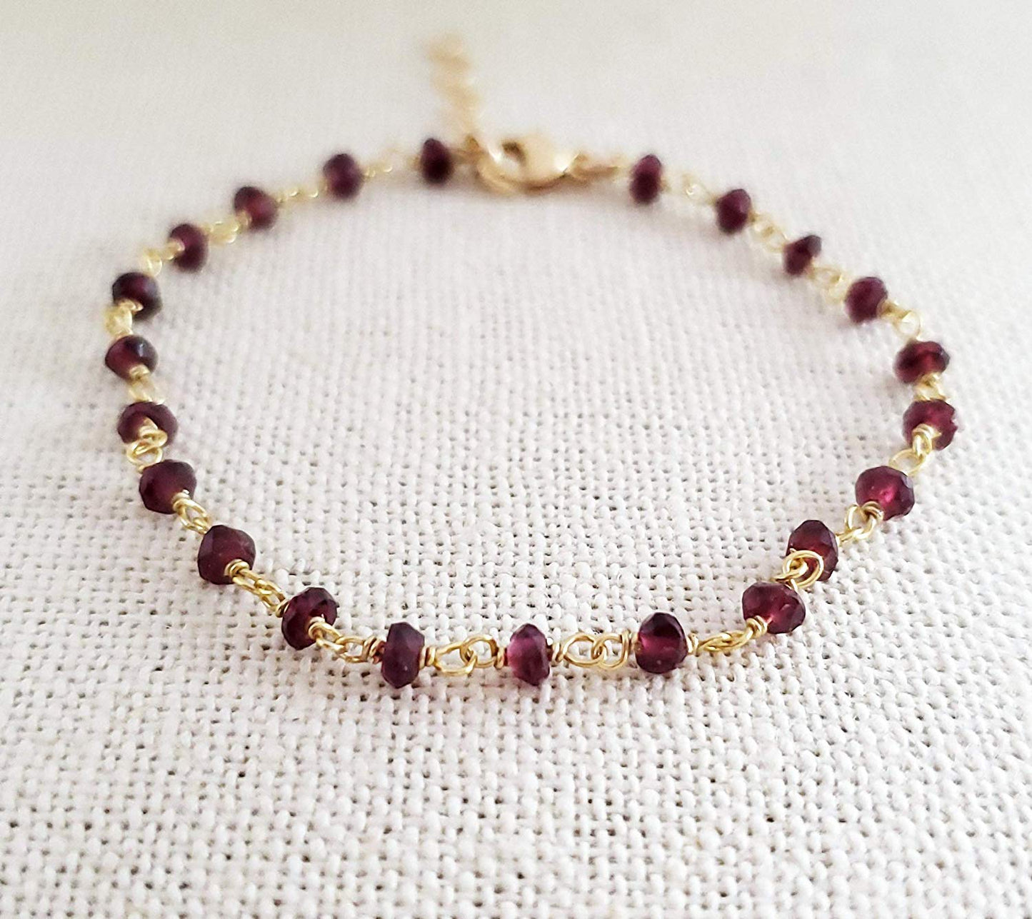 Garnet Gemstone 14k Gold Filled Bracelet