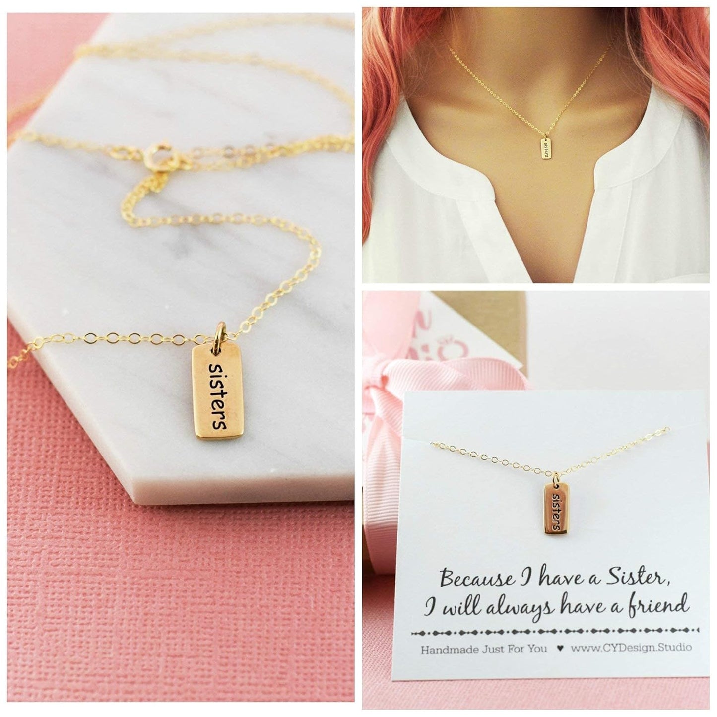 Tiny Sister Necklace – 14k Gold Filled, 18" Dainty Chain
