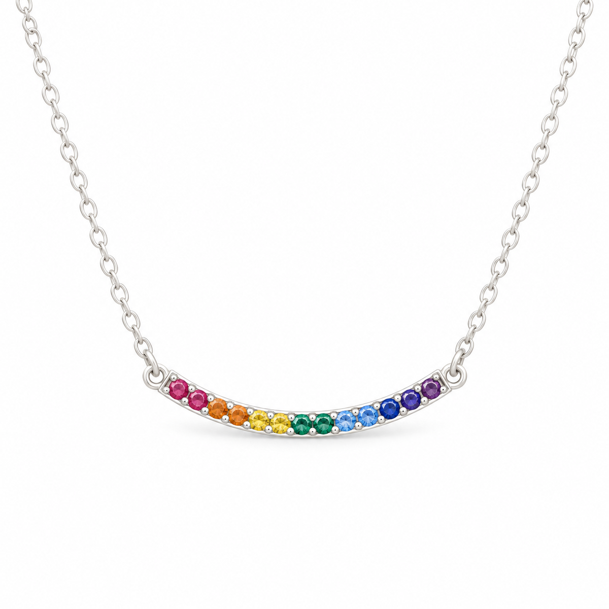 Rainbow Curved Bar Necklace