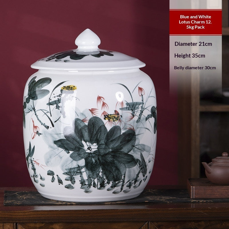 Thickened Airtight Ceramic Tea Canister – Sealed Moisture-Proof Kitchen Storage Jar