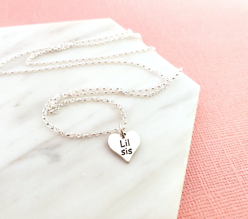 Lil Sis Heart Sterling Silver Necklace