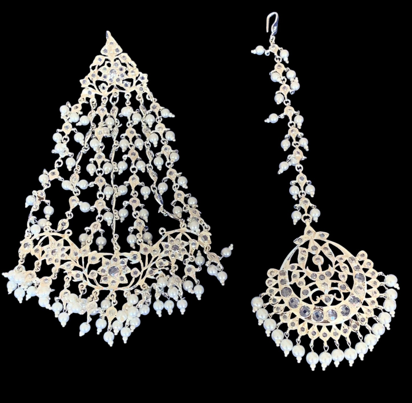 JTK13 Hira jhoomar tika in silver plating ( READY TO SHIP )