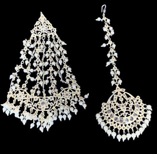 JTK13 Hira jhoomar tika in silver plating ( READY TO SHIP )