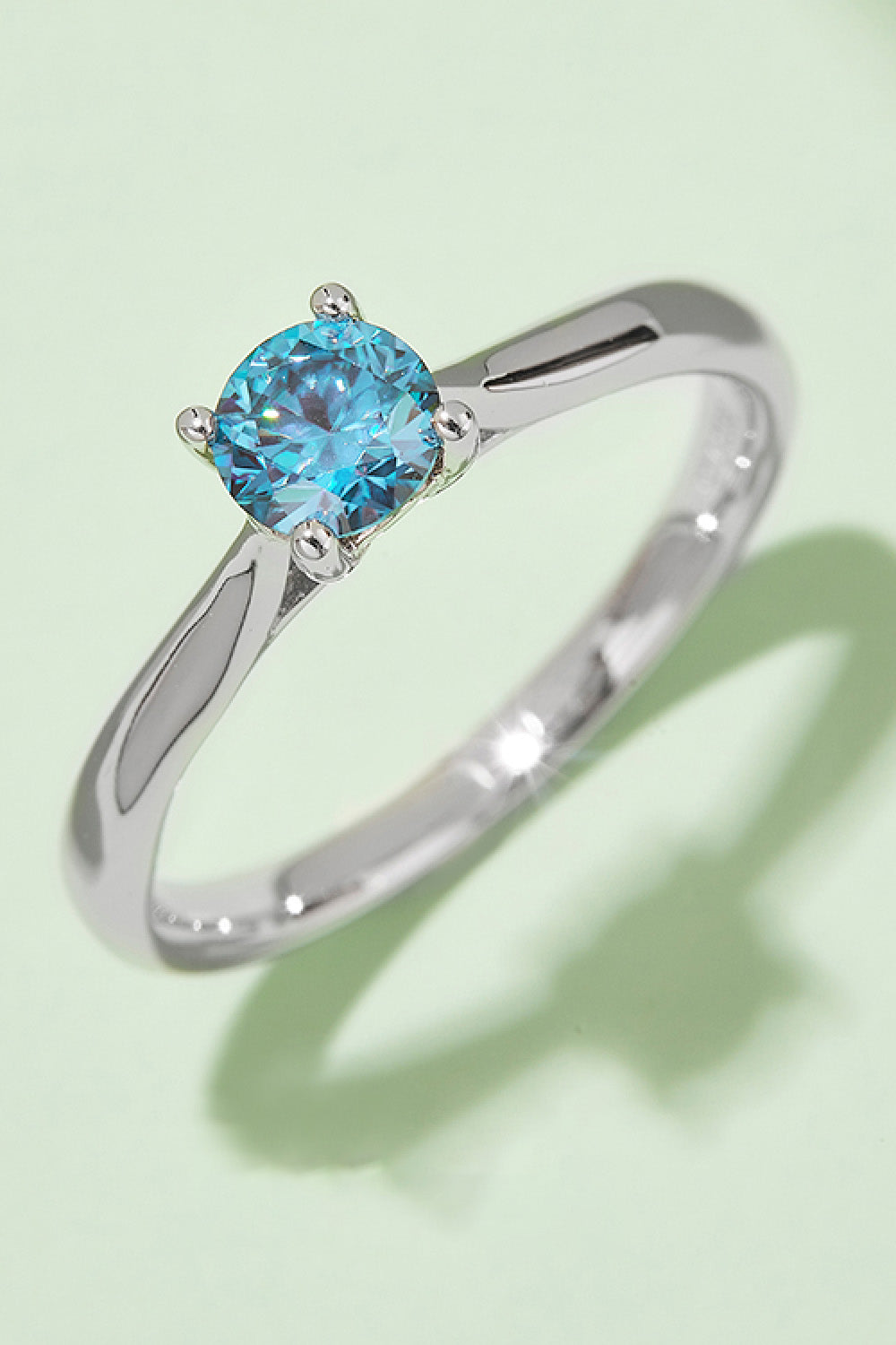 Sparkala™ Contrast Platinum Over Pure Sterling Silver Solitaire Ring (Yellow, Pink, or Blue)
