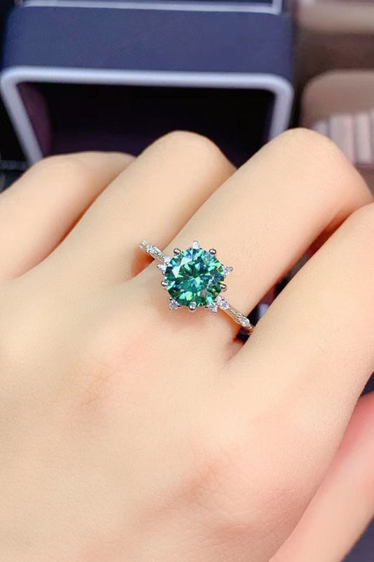 All Eyes On Me 1 Carat Green Brilliant Round Cut Sparkala™ Platinum-Plated Ring