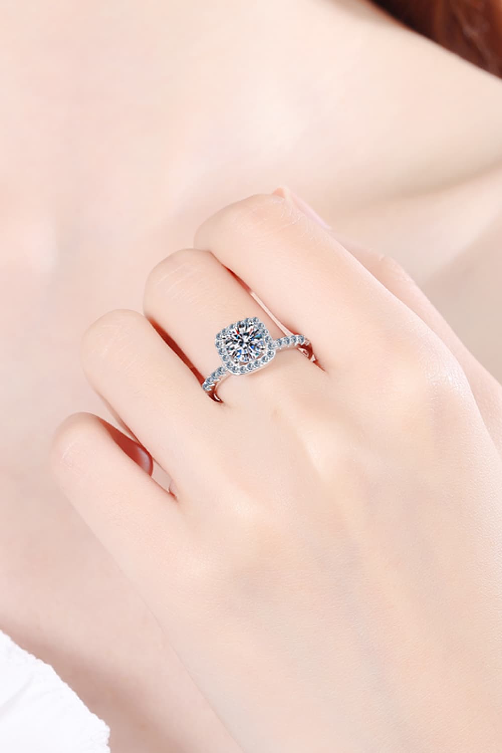 2 Carat Sparkala™ Square Halo Ring (Rhodium Over Pure Sterling Silver)