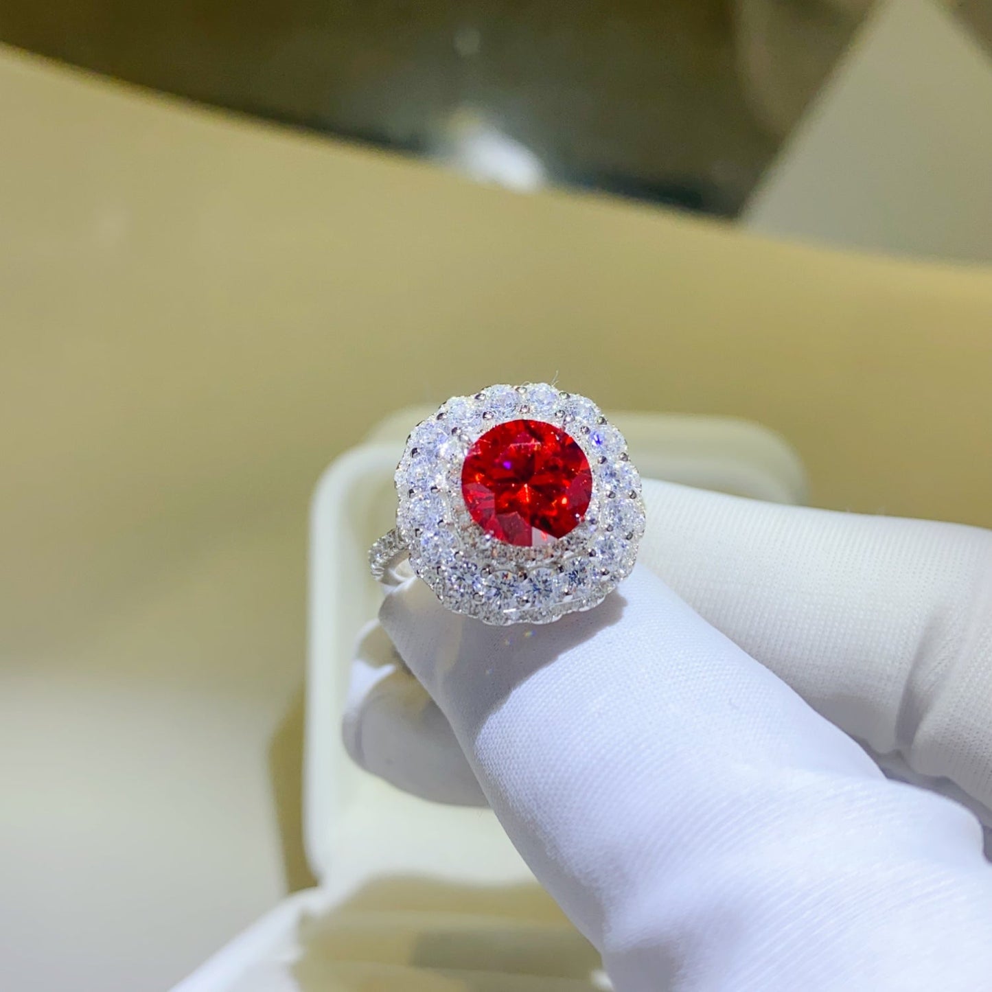 2 Carat Red Brilliant Round Cut Sparkala™ Pure Sterling Silver Ring