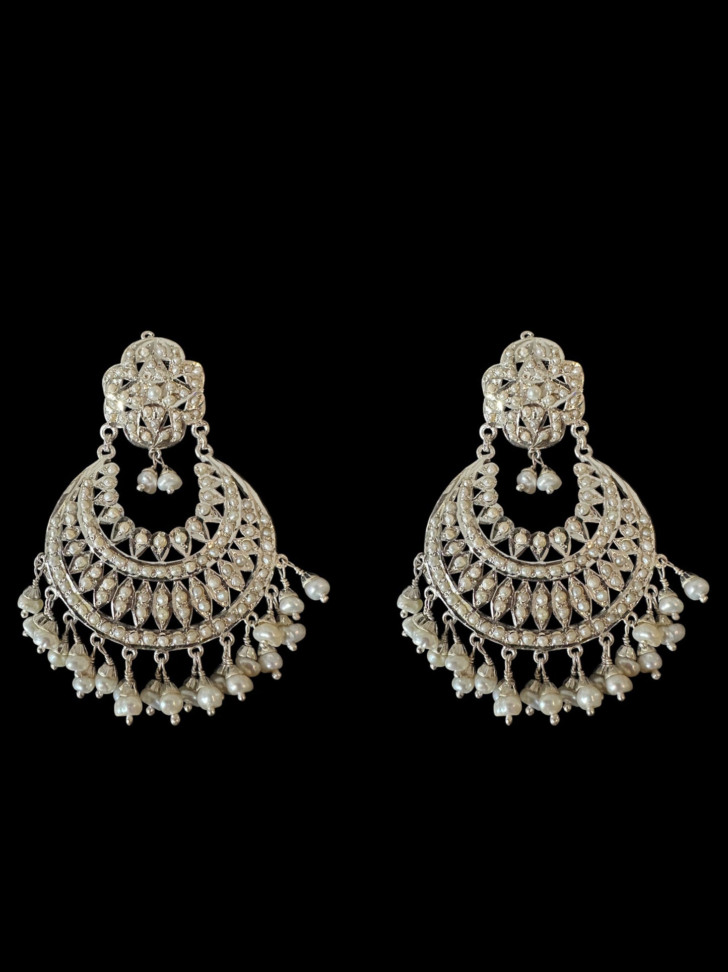 92.5 silver statement earrings in fresh water pearls ( SHIPS IN 5 WEEKS )