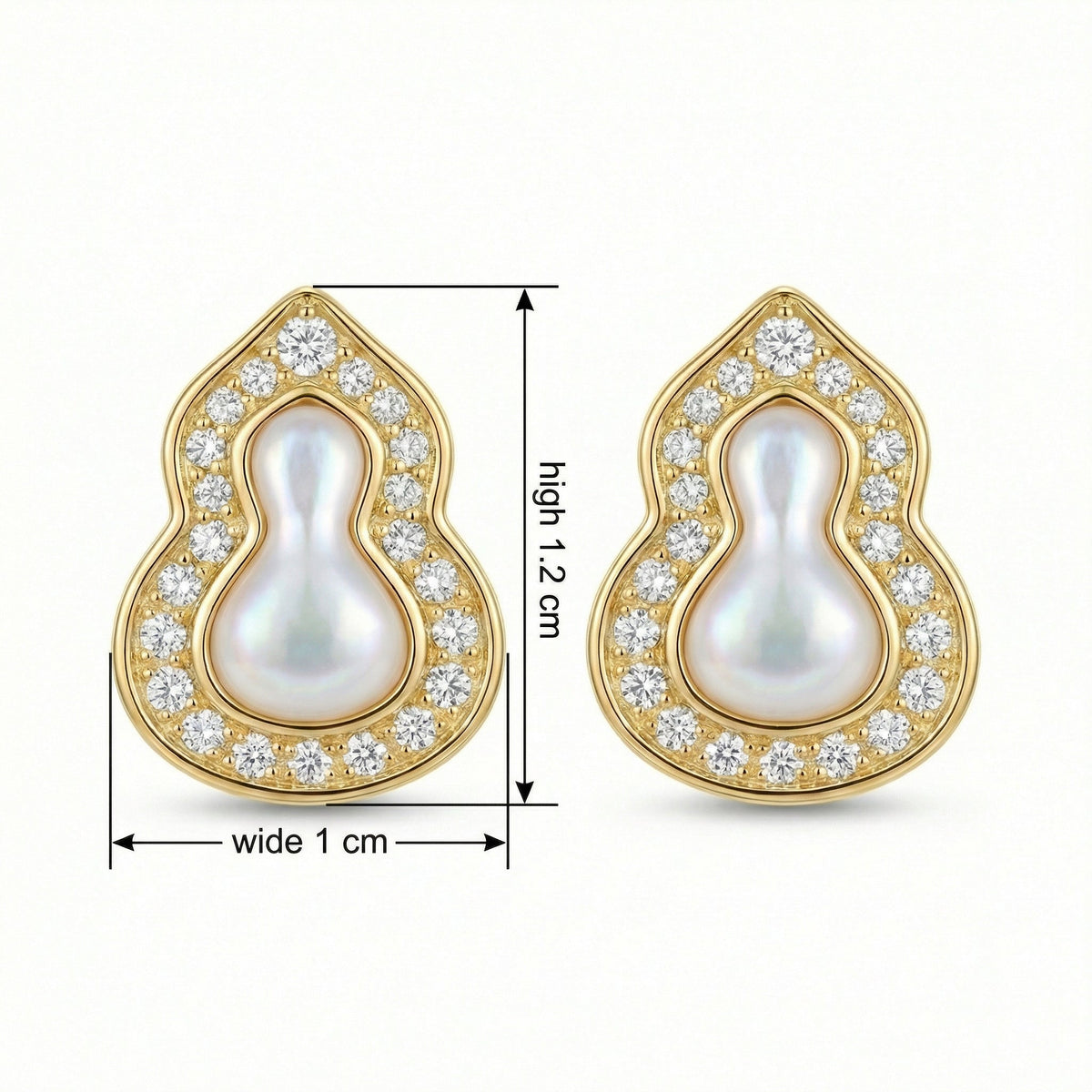 925 Sterling Silver Exquisite Mother-of-Pearl and CZ Gourd-Shaped Stud Earrings