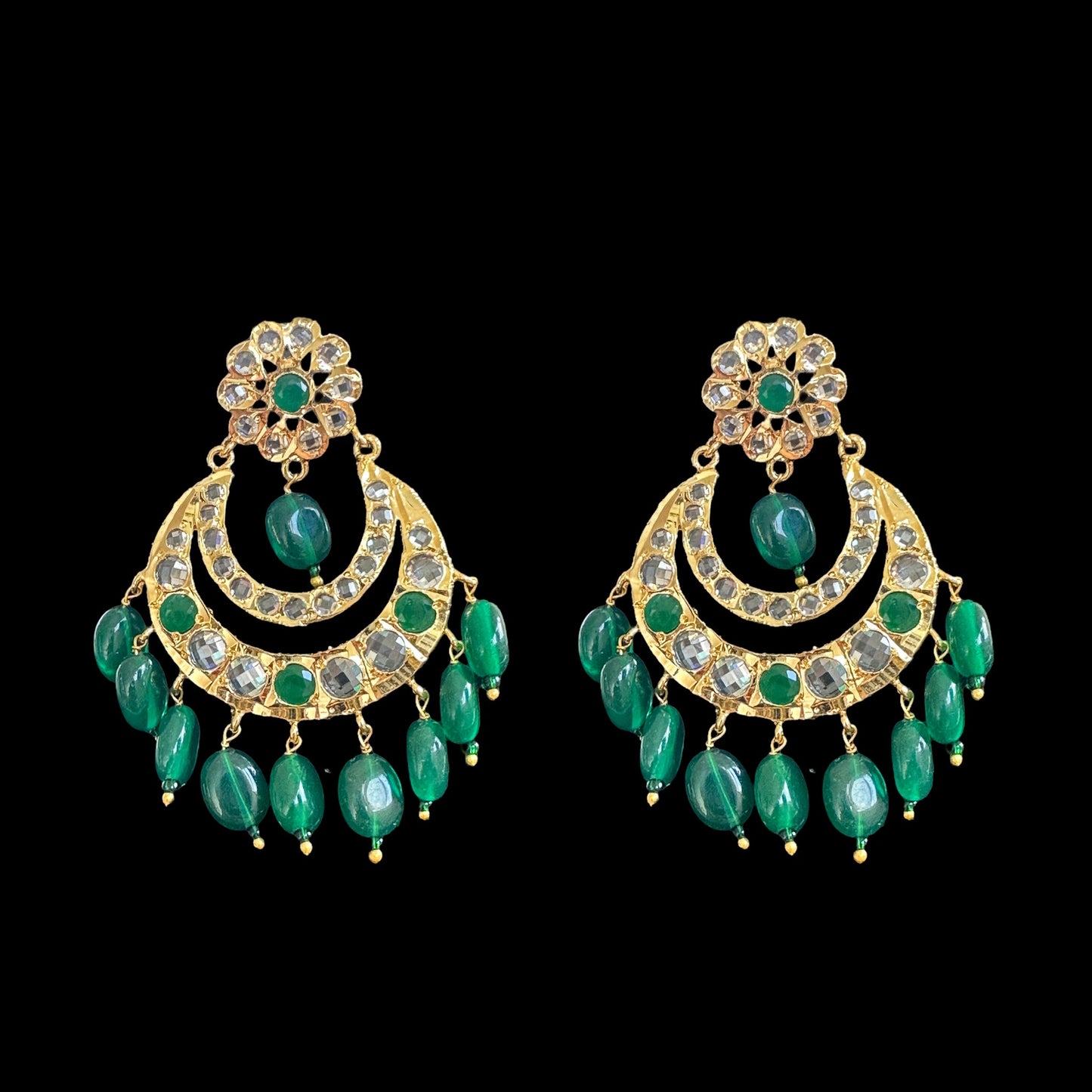 DNS90 gold plated necklace with green beads ( READY TO SHIP )