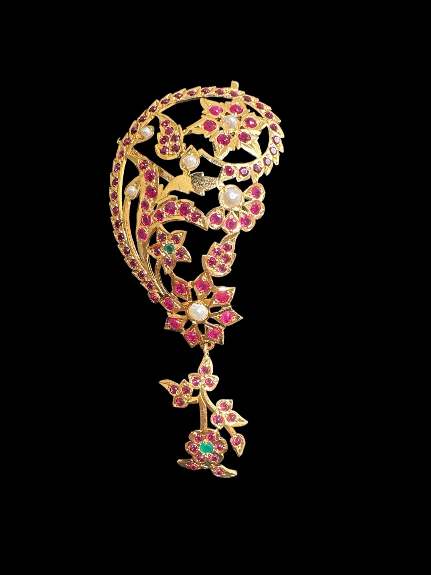 Gold plated silver ear cuffs in ruby emerald ( SHIPS IN 5 WEEKS )