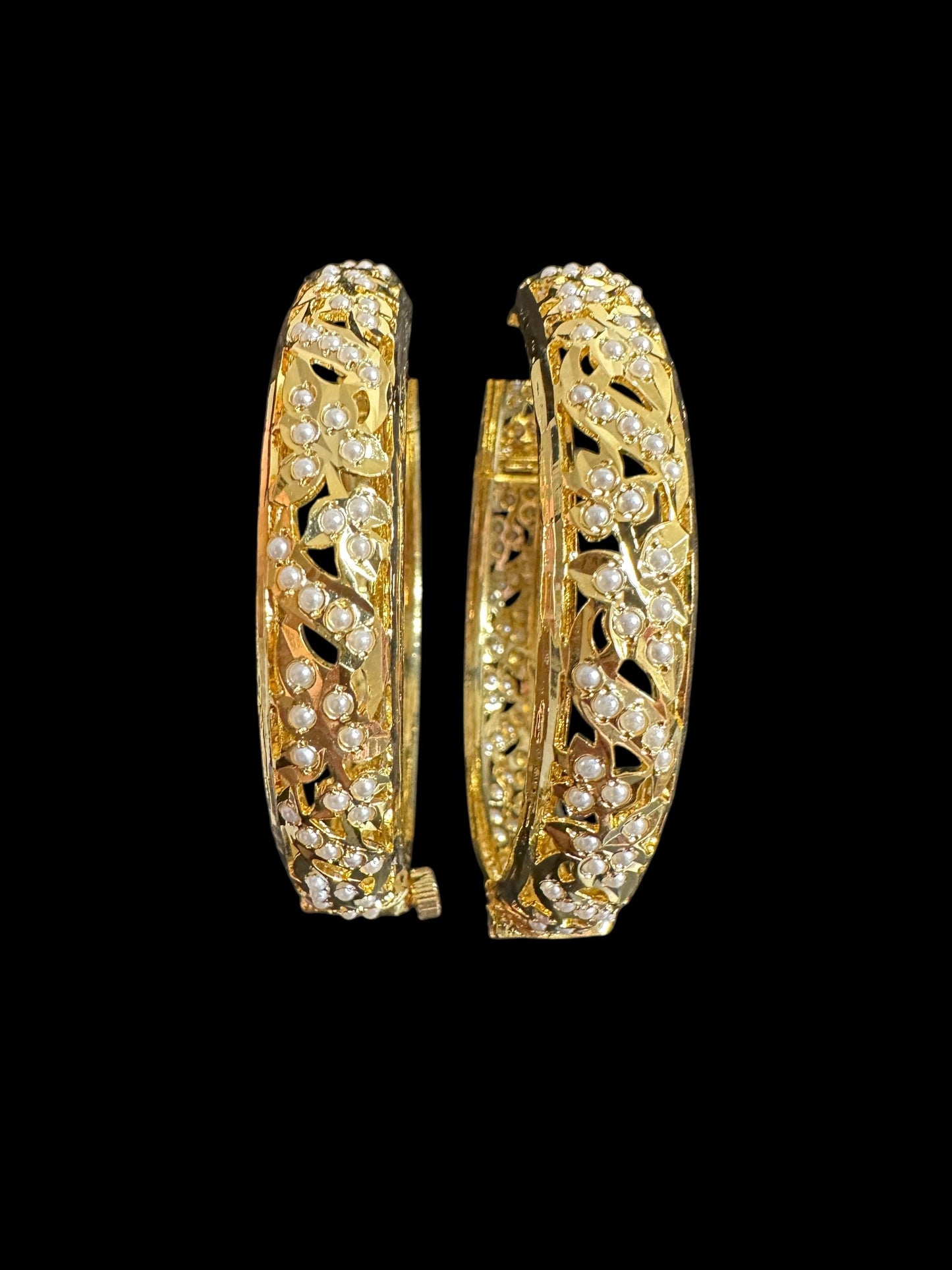 B308 Jadau  bangles ( pearls    ) ( READY TO SHIP)