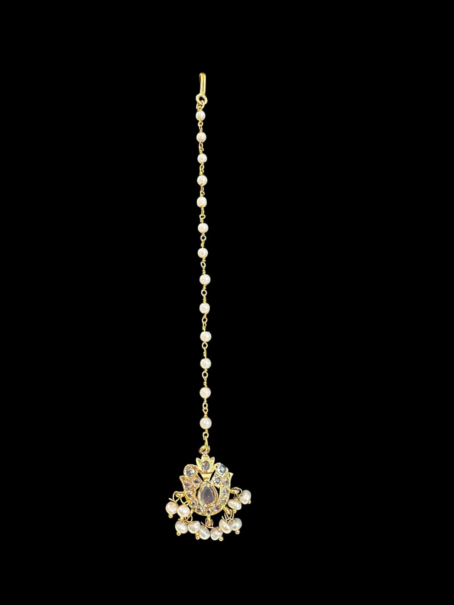 SAT105 Mallika hyderabadi three layer necklace set in fresh water pearls ( READY TO SHIP )