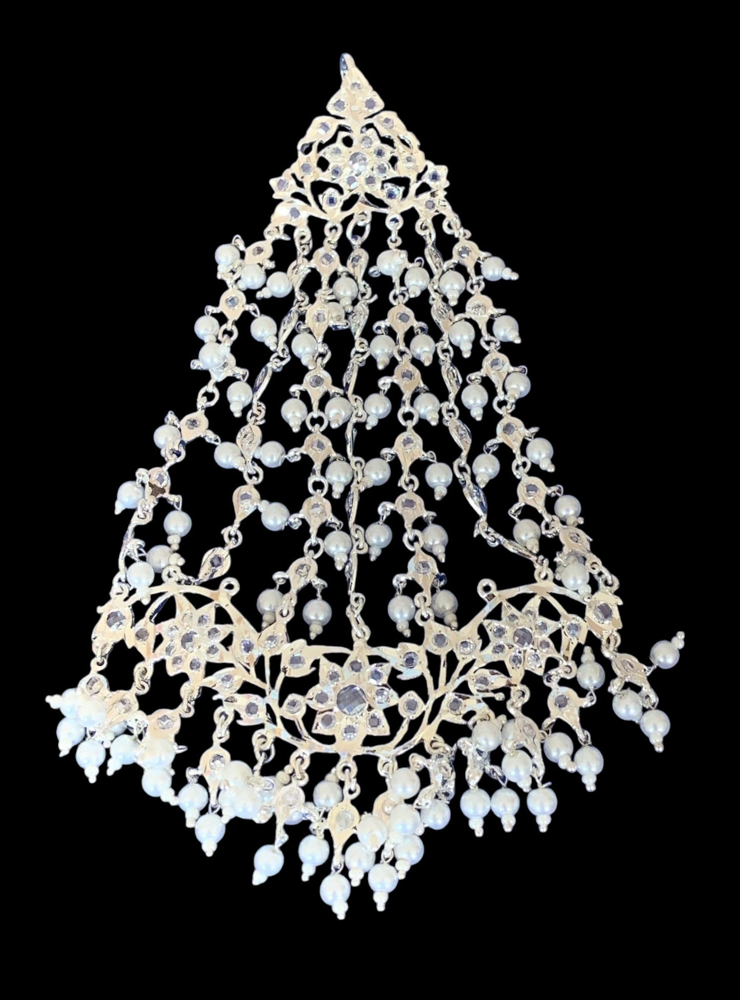 JTK13 Hira jhoomar tika in silver plating ( READY TO SHIP )