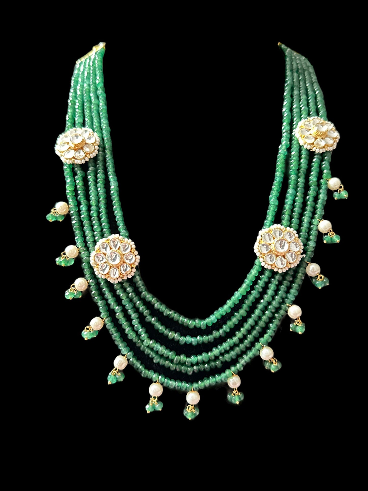 DLN63 pachi kundan necklace in beads ( READY TO SHIP )
