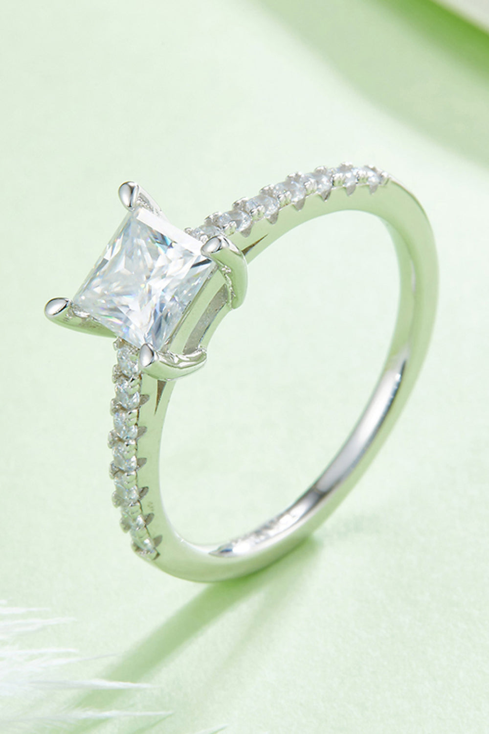 1.21 Carat Princess-Cut Sparkala™ Side Stone Ring (Platinum Over Pure Sterling Silver)