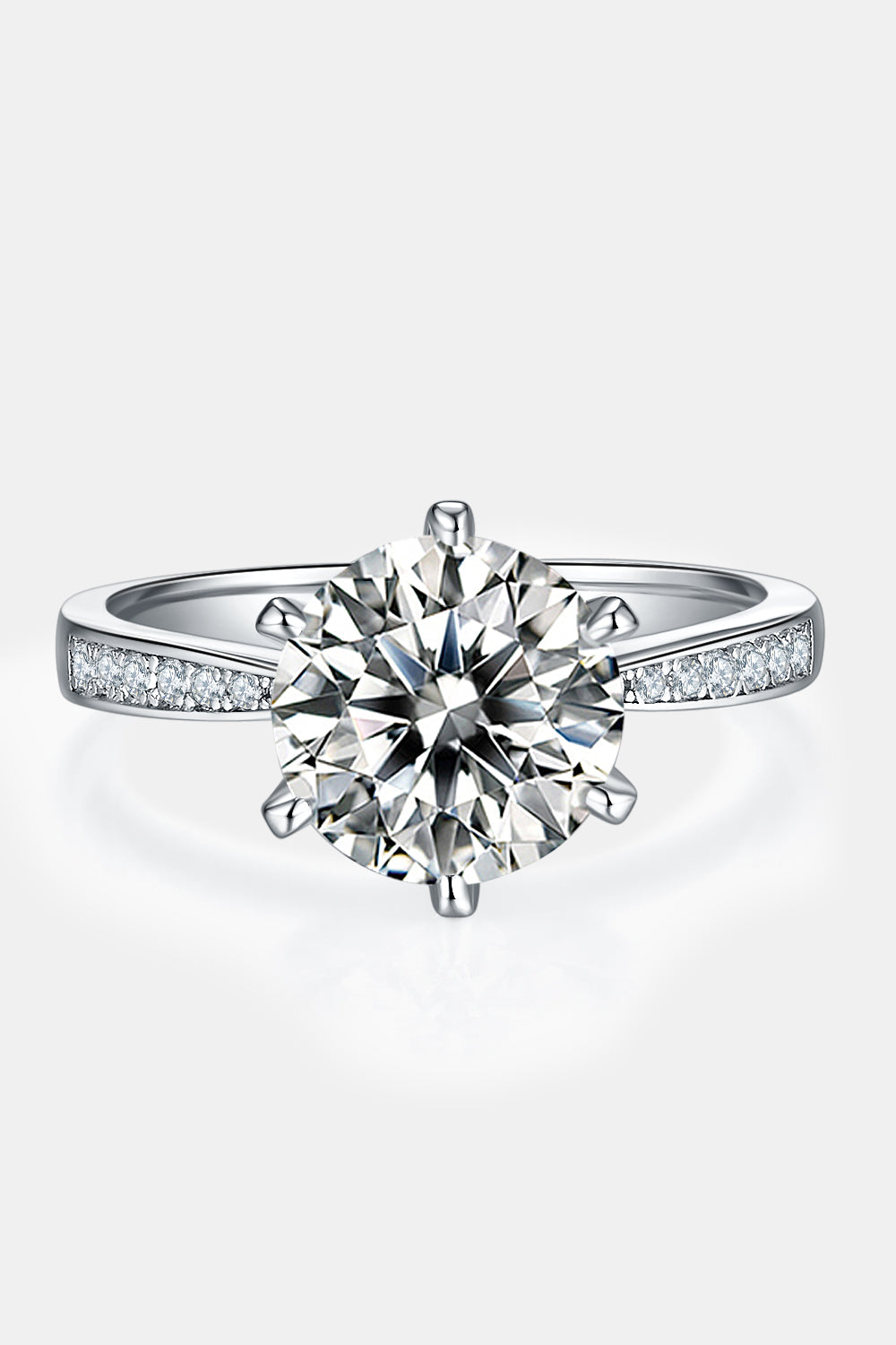3 Carat Brilliant Round Cut Sparkala™ Side Stone Ring (Platinum Over Pure Sterling Silver)
