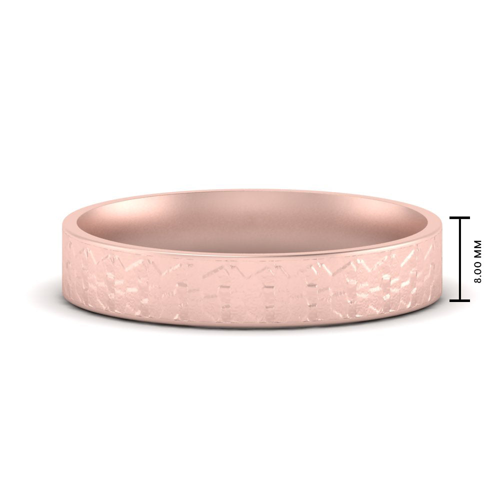 Unique Rock Textured Mens Wedding Band 5 mm