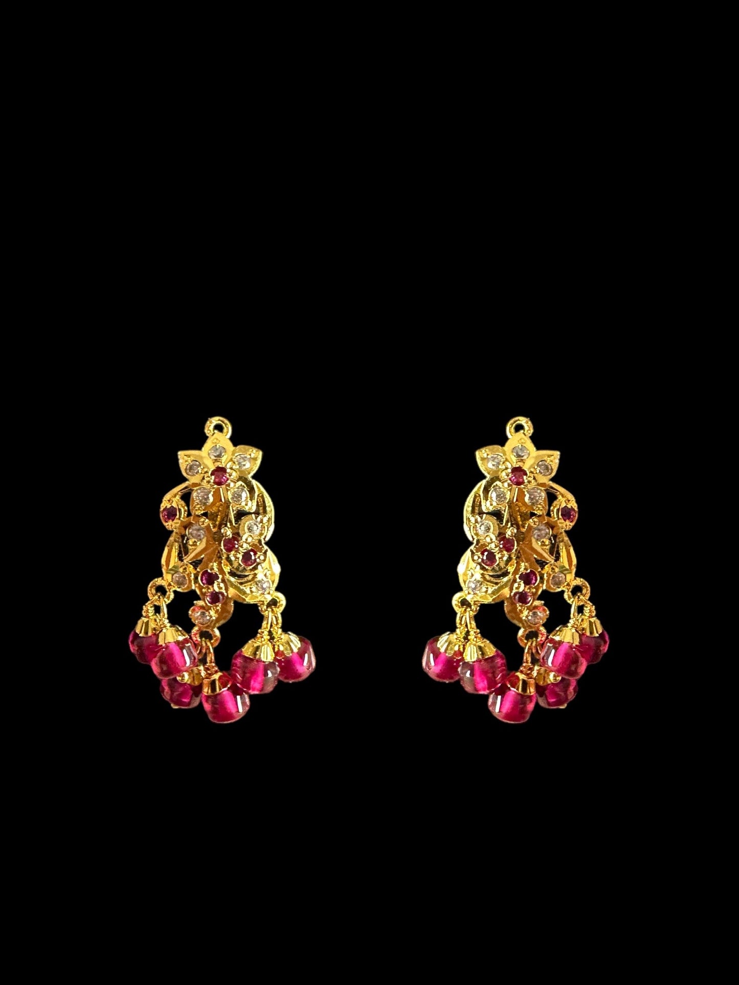 Gold plated jadau silver pendant set in rubies  ( READY TO SHIP )