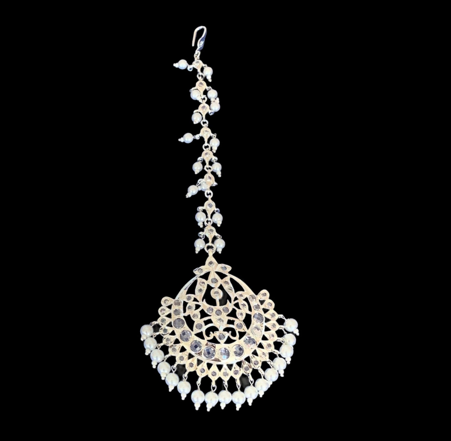 JTK13 Hira jhoomar tika in silver plating ( READY TO SHIP )