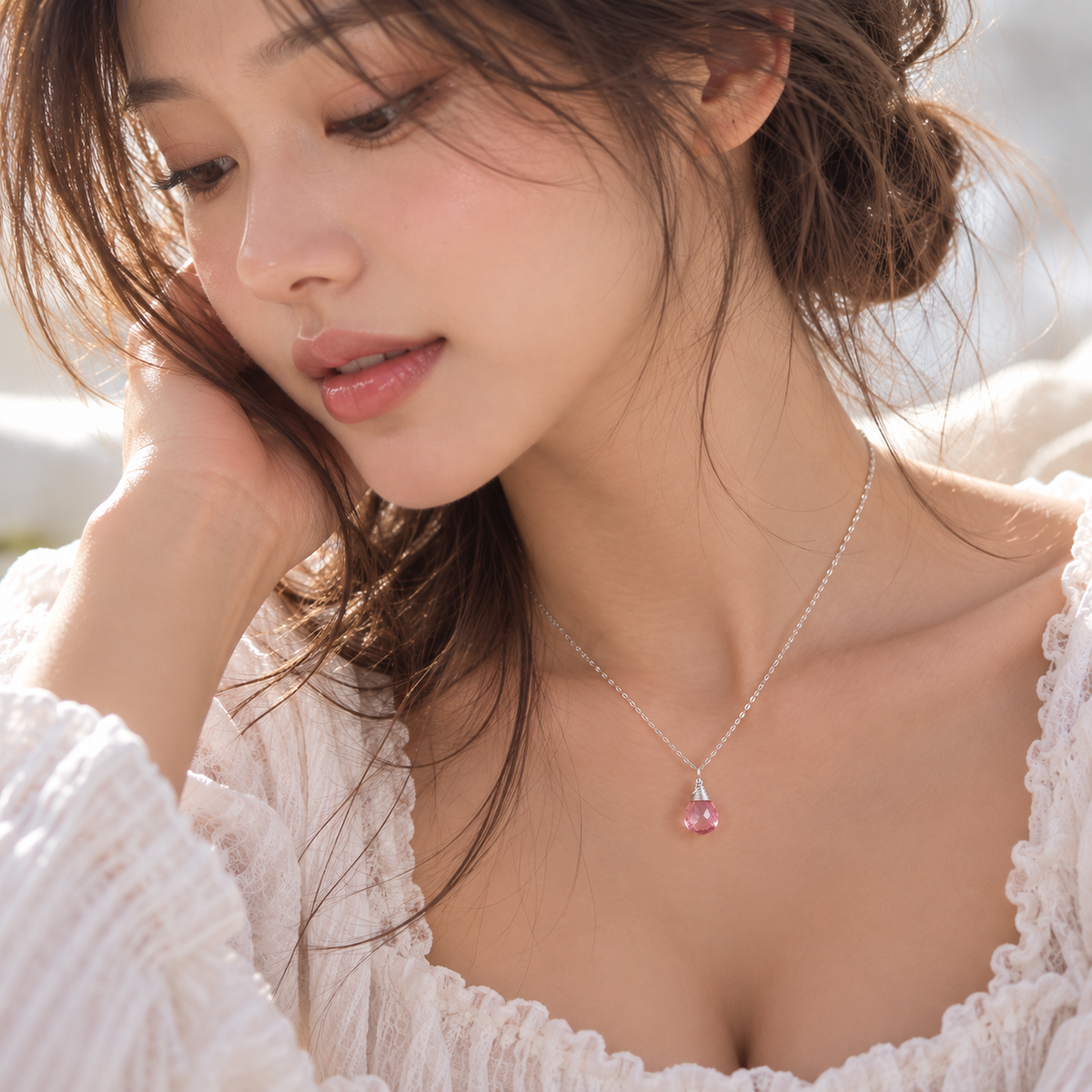 October Birthstone Necklace - Sterling Silver