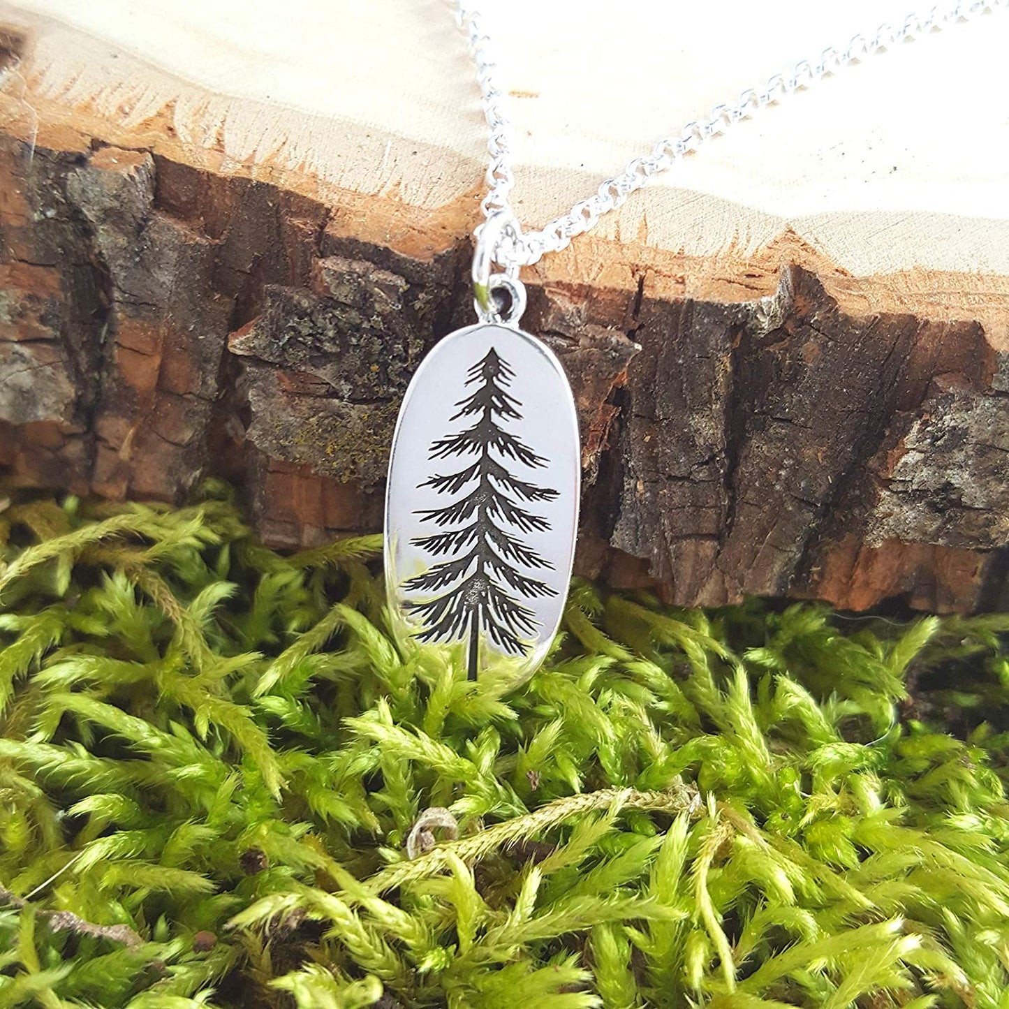 Sterling Silver Pine Tree Necklace – Minimalist Nature Charm