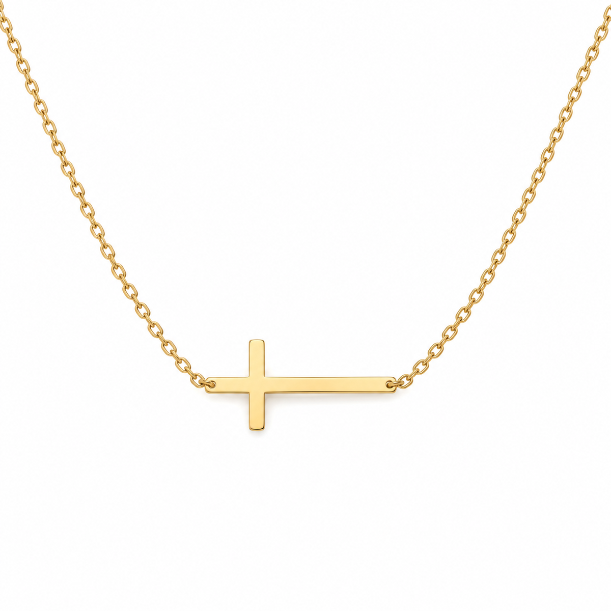 Gold Sideways Cross Necklace