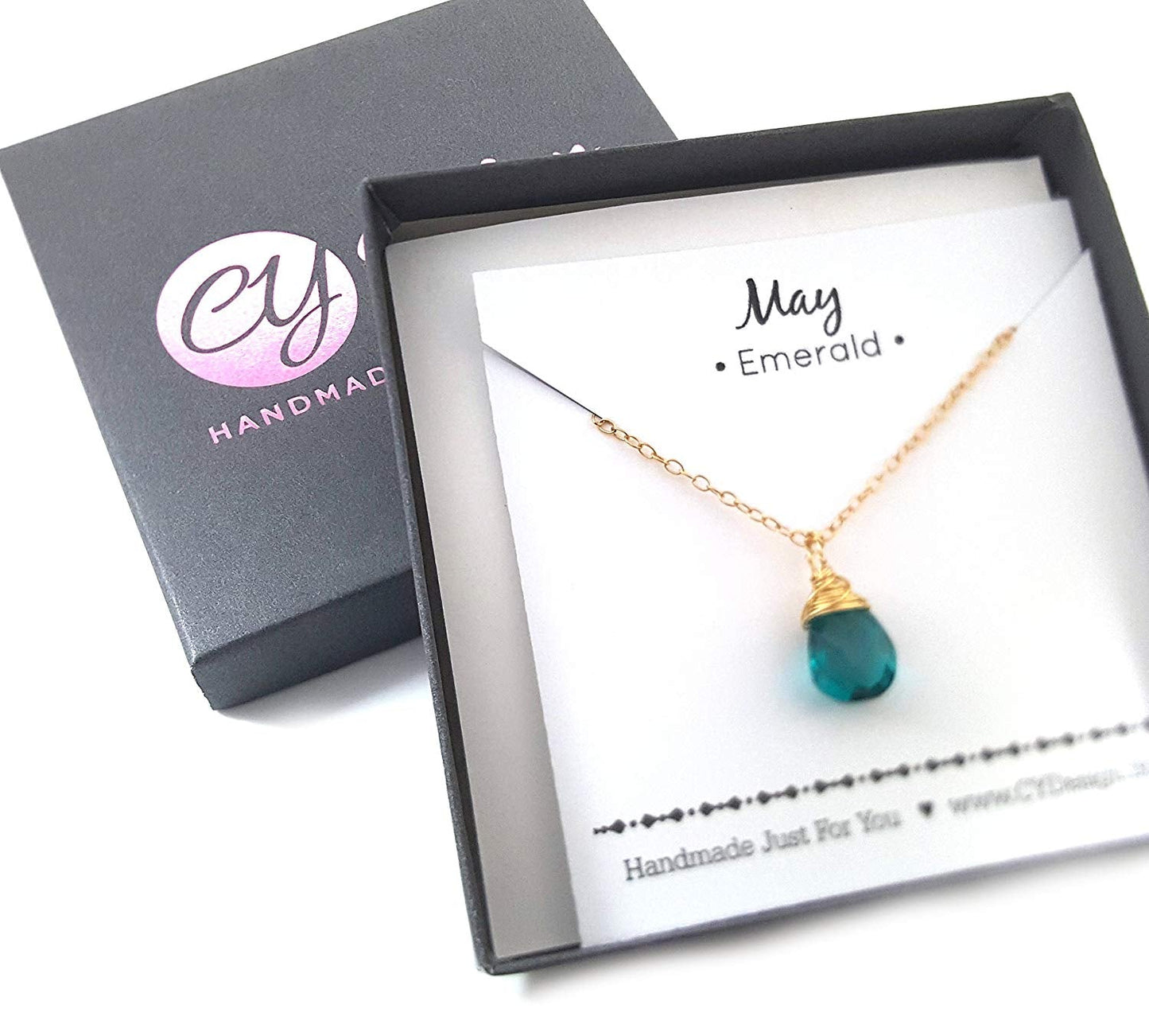 Classic Wire Wrapped Birthstone Briolette Necklace - Dainty Drop Necklace - Gold Necklace - Gemstone Briolette Necklace - Gift for Her