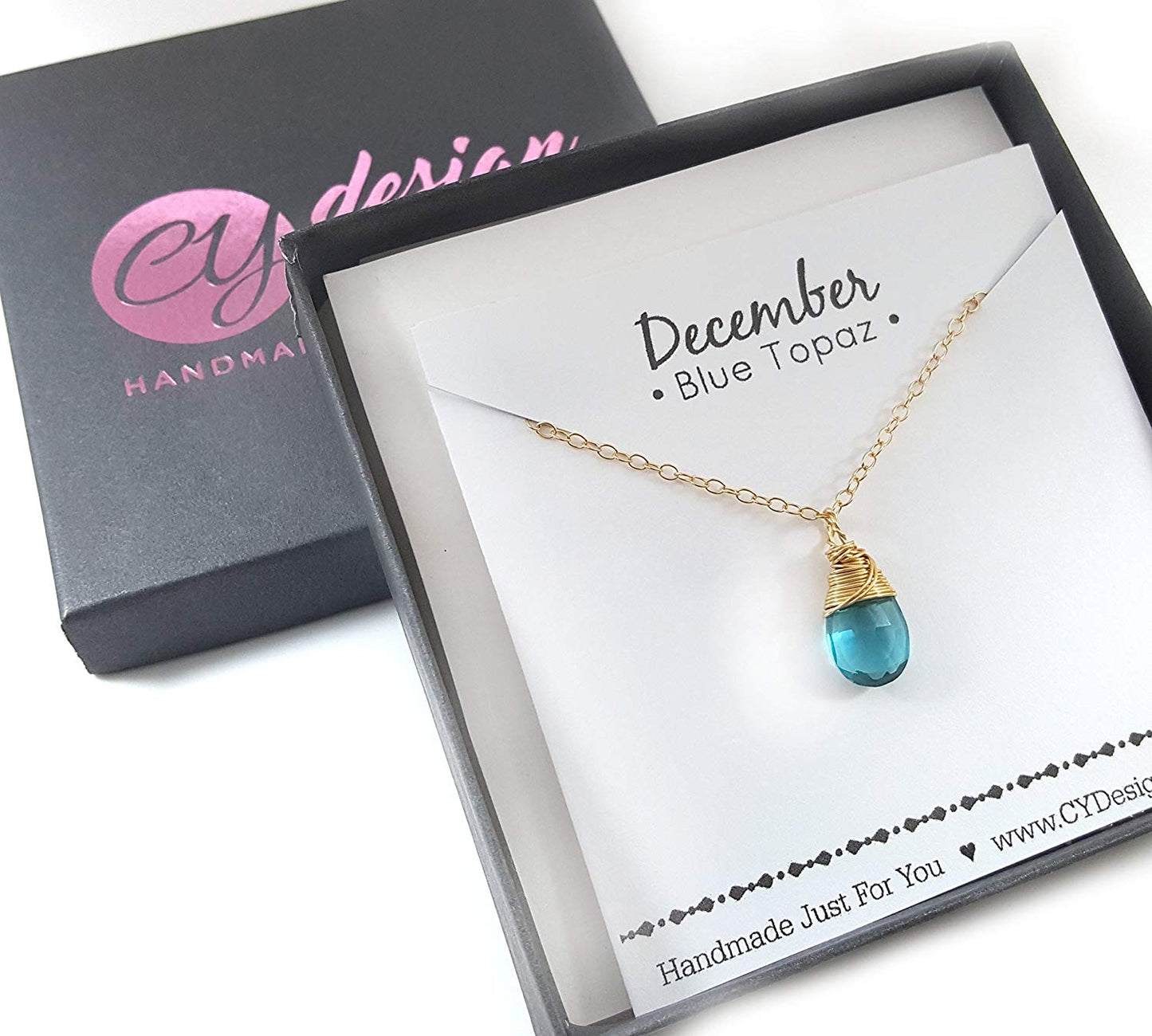 Classic Wire Wrapped Birthstone Briolette Necklace - Dainty Drop Necklace - Gold Necklace - Gemstone Briolette Necklace - Gift for Her
