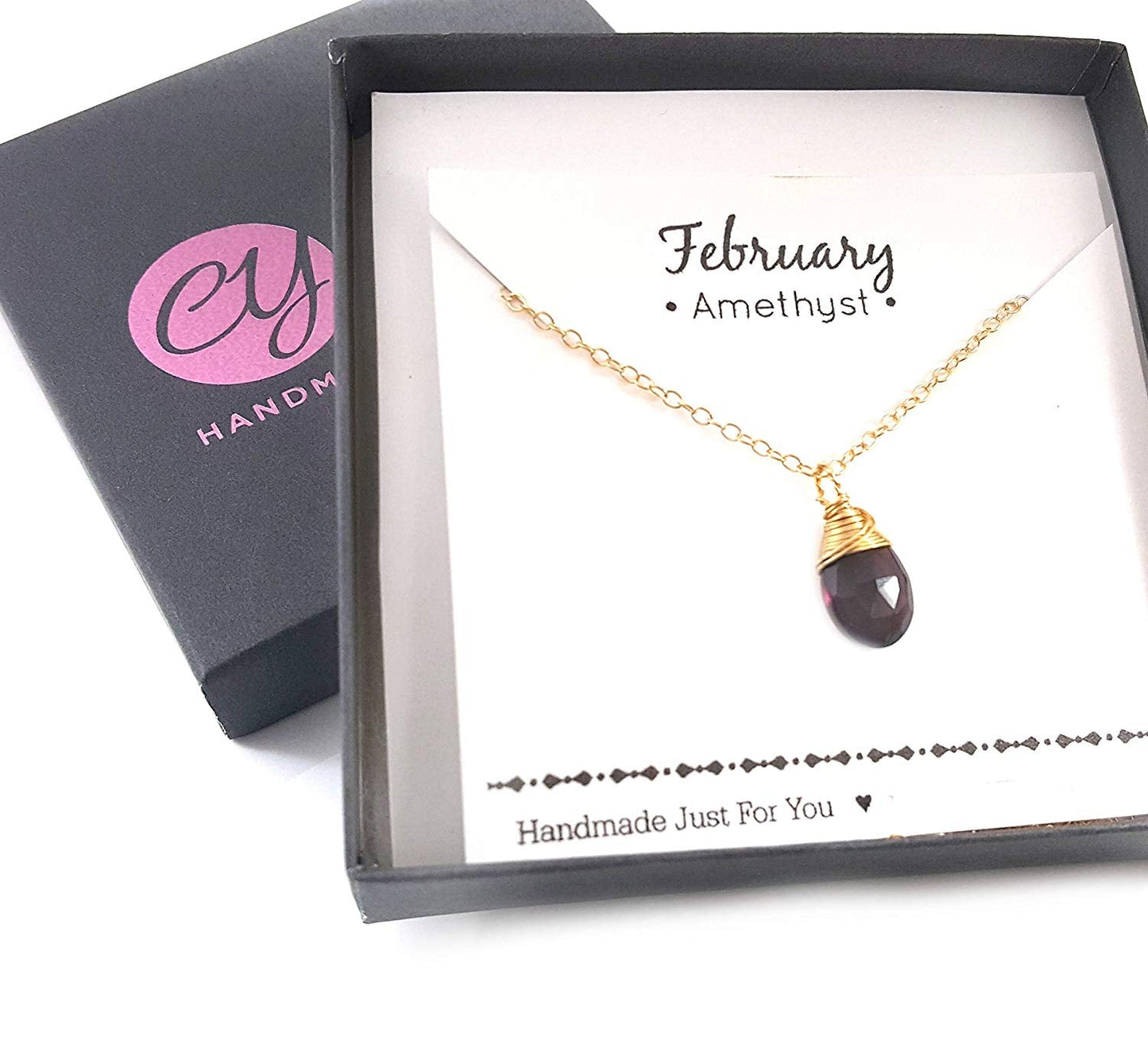Classic Wire Wrapped Birthstone Briolette Necklace - Dainty Drop Necklace - Gold Necklace - Gemstone Briolette Necklace - Gift for Her