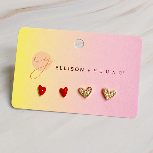 Red Heart Earring Set Of 2