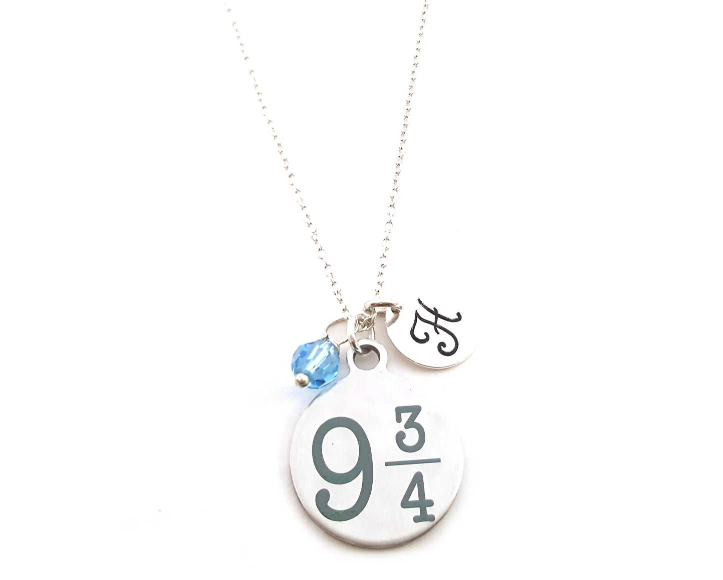 Wizard-Inspired 9¾ Necklace – Personalized with Initial & Birthstone