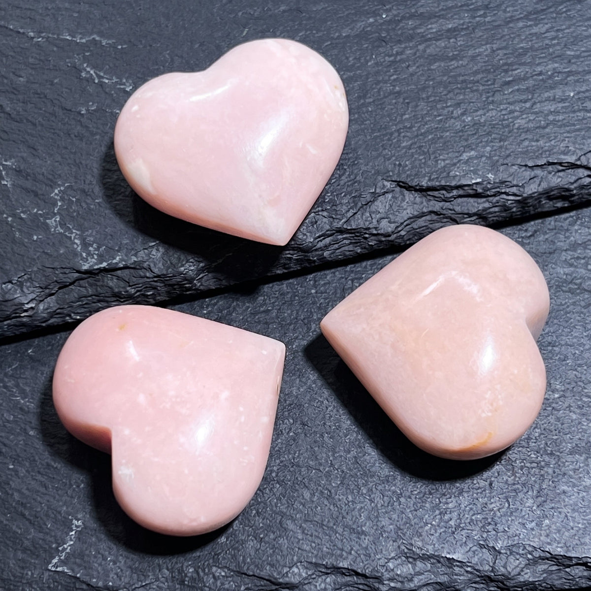 Pink Opal Puffy Heart Polished Crystal Carving
