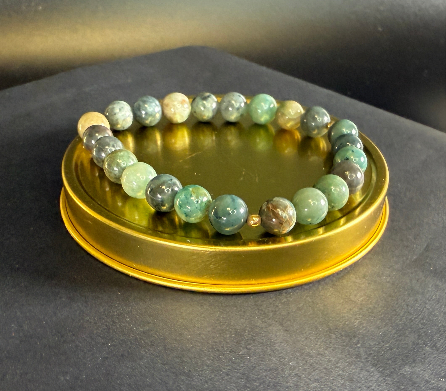 Genuine Chrysocolla Stone Crystal Bracelet with 14k Gold Filled Spacers 7 - 11