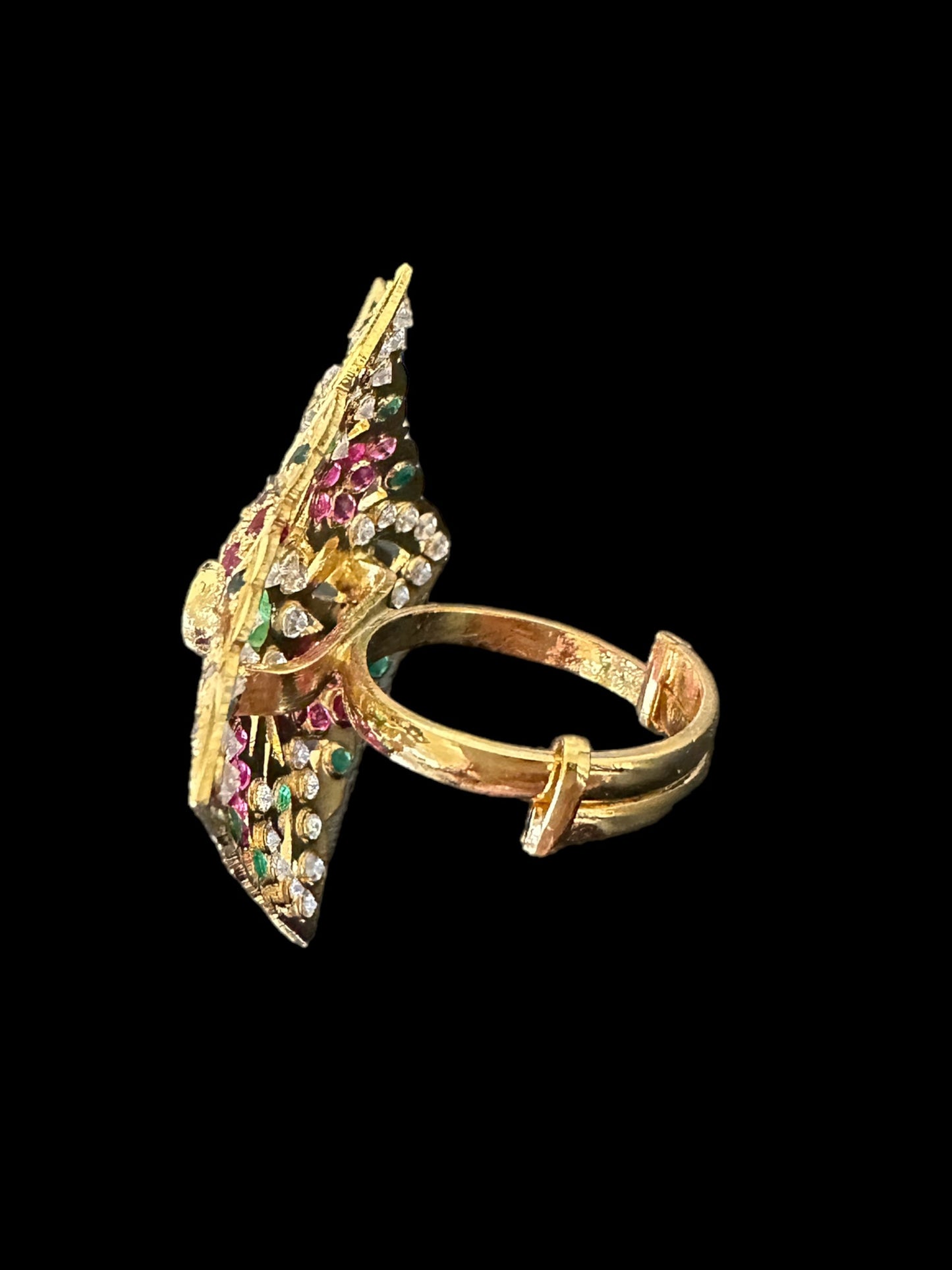 Ruby emerald gold plated silver ring ( SHIPS IN 5 WEEKS )