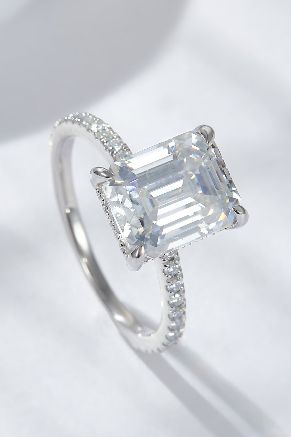 Emerald Cut 4 Carat Emerald-Cut Sparkala™ Side Stone Ring