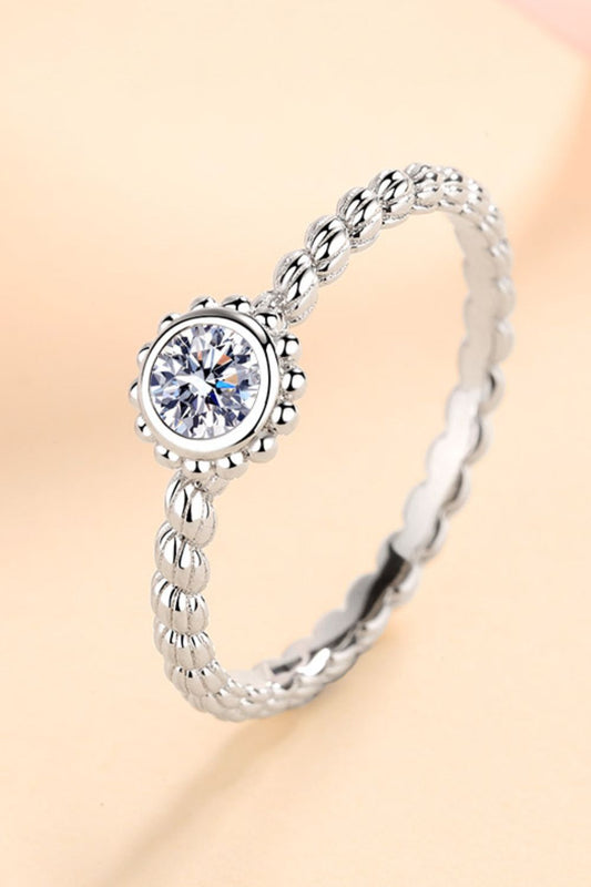 Brilliant Round Cut Sparkala™ Rhodium-Plated Beaded Ring