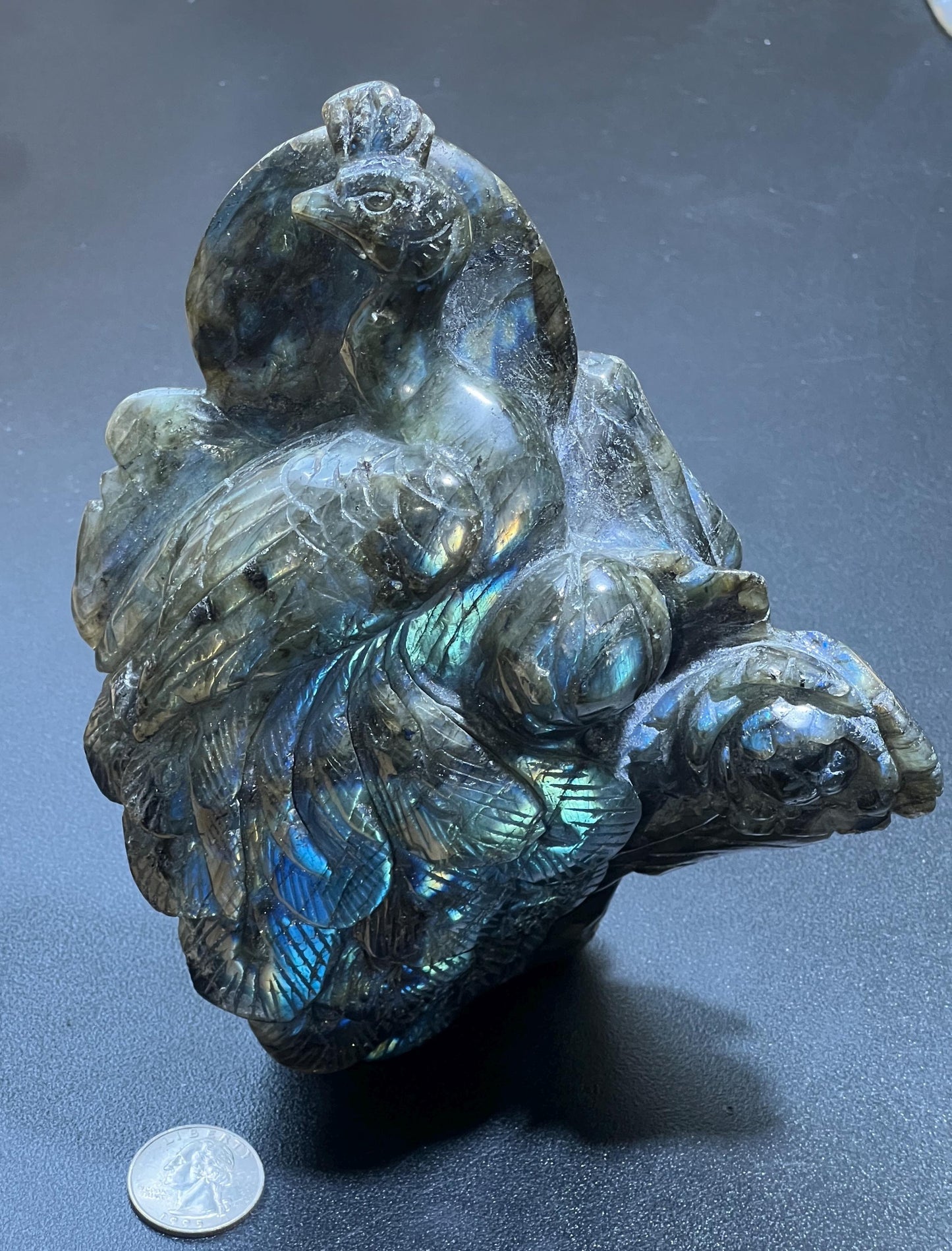 Large Peacock Flashy Labradorite Crystal Carving